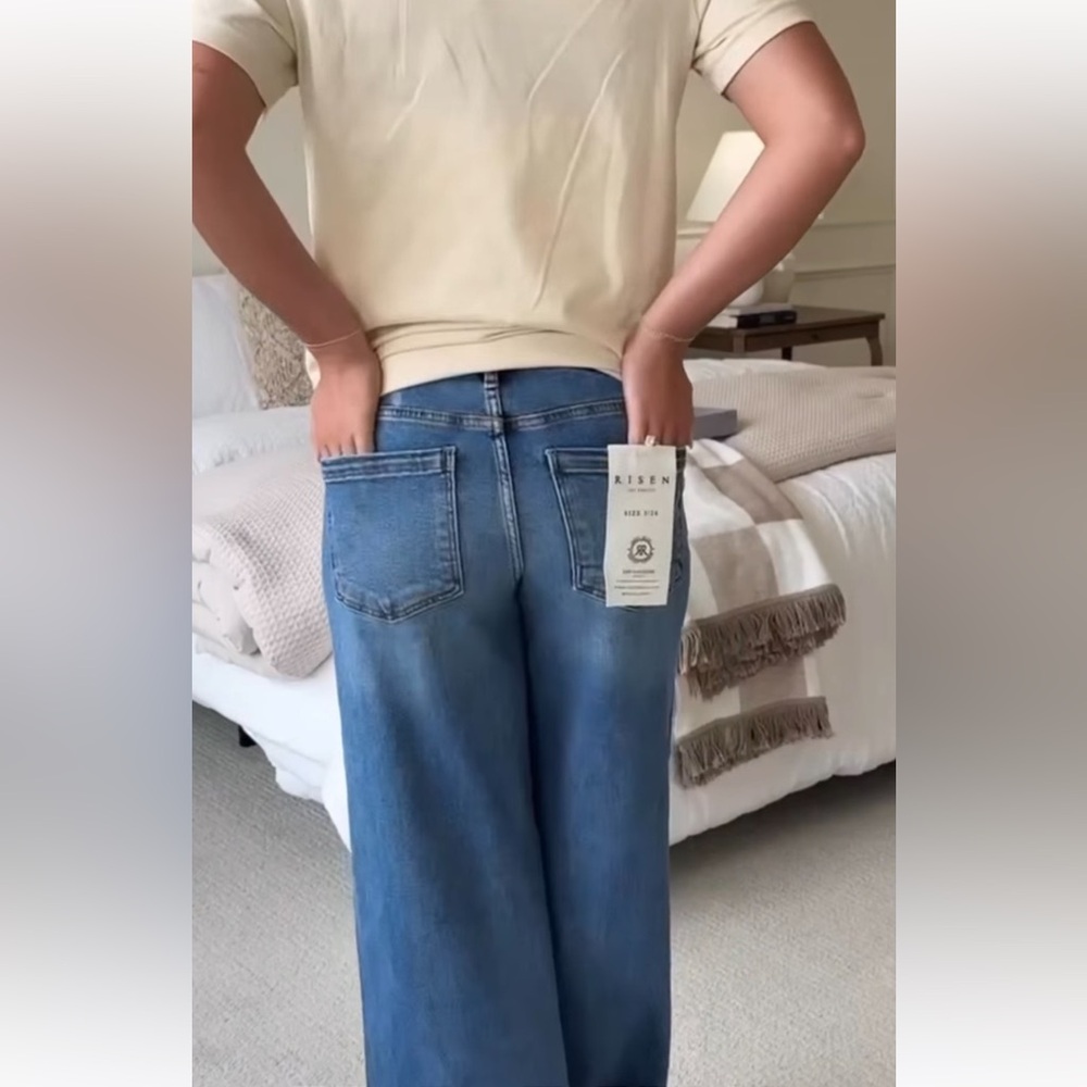 RISEN JEANS High Rise, Wide Leg, Frayed Hem Jeans - Picture 7 of 13